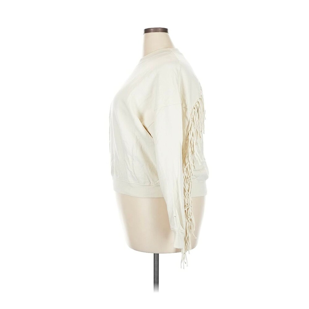 Clare V. Le Drop Fringe Cream Sweatshirt 2X Cowboy Western - Picture 4 of 10